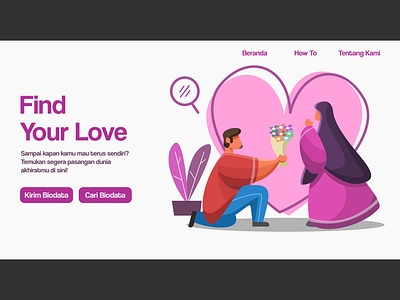 Islamic Marriage Dating Site Illustration branding couple couple illustration dating dating app illustration islam islamic art islamicart landing page love love illustration marriage muslim muslimah muslimwedding religion ui vector wedding card