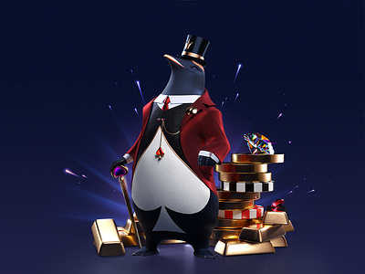 Lord Ping Illustration 3d 3d character brand brand design brand identity branding casino character character illustration design identity illustration online casino penguin ping shakuro vector