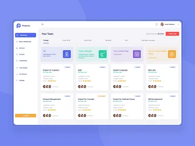 Project Management Dashboard app design dashboard design flat design icons interface logo managment projects web app design