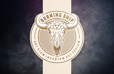 BURNING SHIP brand branding bullskull design designs esports fire logo skull typography vector