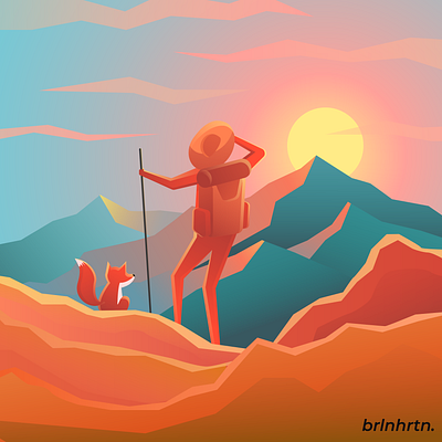 Sunrise on The Mountain art design flat illustration illustrator minimal mountains sunrise vector website
