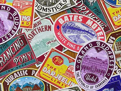 Bon Voyage! bates motel grand budapest hotel hotel illustration jurassic lettering luggage portugal retro sticker travel travelling vintage