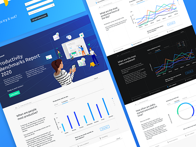 Productivity benchmarks report Hubstaff 2x 2020 design colombia digital hubstaff illustration landing layout monitoring productivity remote report team time tracking ui ux