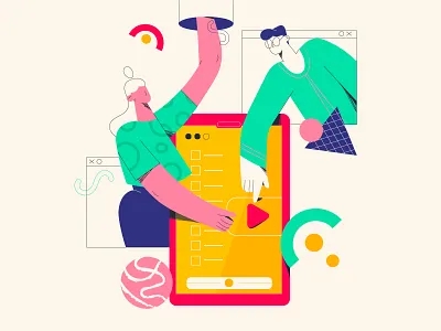 Music App Characters app character character design colorful flat design flat illustration gfx music app vector vector illustration web web illustration