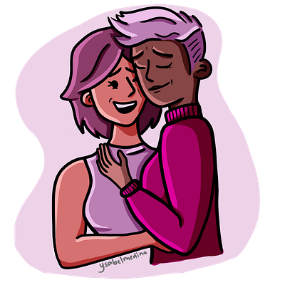 Pride couple digital illustration lesbian lgbt pride