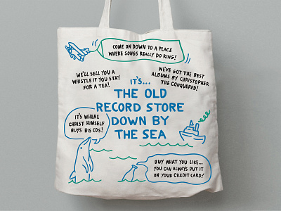 Christopher the Conquered Tote Bag album band merch dolphin illustration indie music merchandise ocean preorder record store sea tote bag vinyl