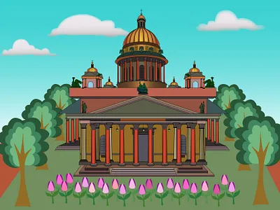 Saint Isaac's Cathedral digital art drawing flat illustration saint petersburg vector vector art