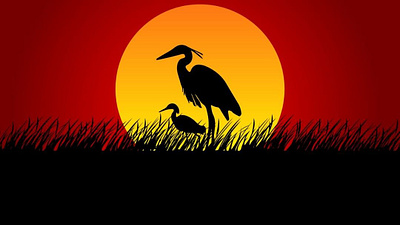 crane and sunset design illustration vector