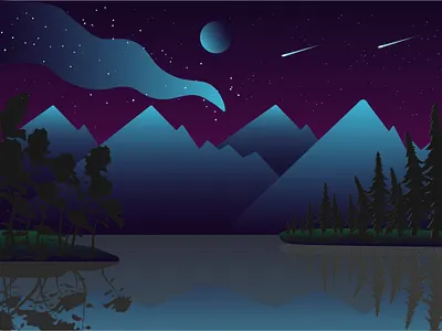 Starlight night digital art drawing flat gradient illustration night starlight vector vector art