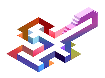 Underground drawing geometric gradients illusion illustration isometric