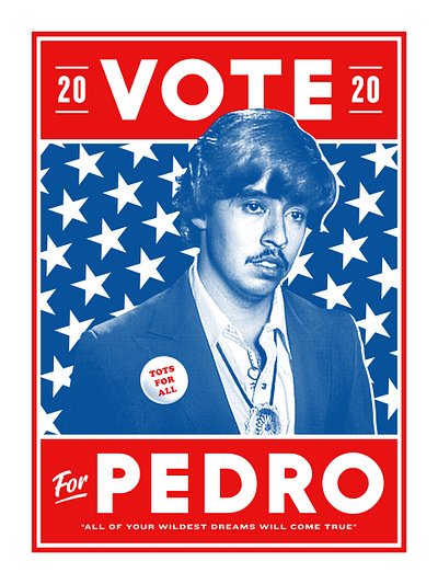 Vote For Pedro Poster 2020 ballot candidate democracy election halftone napoleon pedro politics president star tater tots trump voting