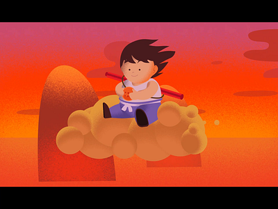 Flying Son Goku Loop after effects akira animated illustration anime dragon ball dragon ball z flying gohan goku illustrator kid goku kinto landscape landscape illustration loop mountains nimbus son vegeta