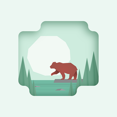 Bear 2.o angles bear clean gradient green monochromatic outdoors outsides red shadow sharp square