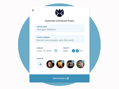 UI Challenge Day 076 - New Project Modal avengers marvel modal new project ui ui challenge ui design