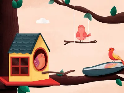 Bird Talk 2d bird bird house bird illustration children book childrens illustration colours design editorial freelance illustrator house illustration inspiration nature texture wings