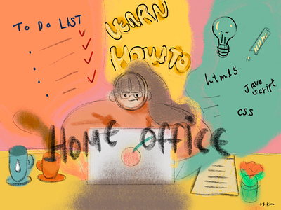 Home Office art branding design drawing homeoffice illustration ipadproart wallpaper