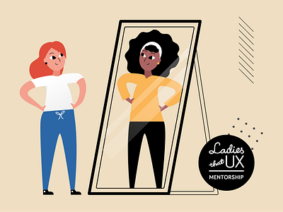 She inspires me girl illustration inspired inspiring ladies ladies that ux mentorship mirror reflection ux vector woman women in tech