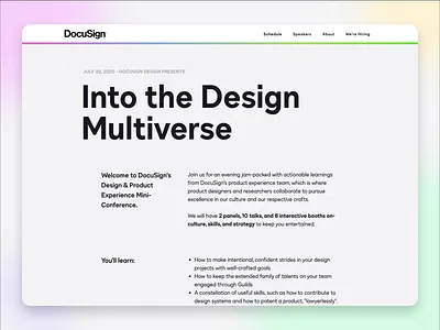 DocuSign PX Multiverse Website conference docusign event branding uxdesign webdesign webdesigner website