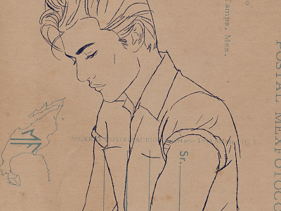 Lucky Blue Smith Portrait Ink Drawing illustration model portrait