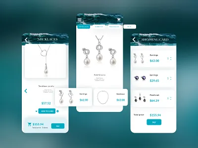 Ecommerce jewellery app app design blue ecommerce ecommerce app jewellery pearls sea