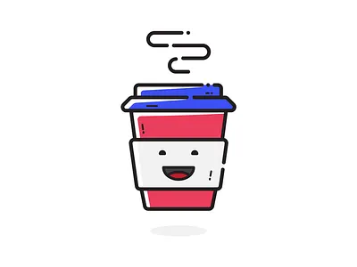 Happy Coffee 😉 art coffee coffee cup color doodle fun happy icon illustration smile sticker vector