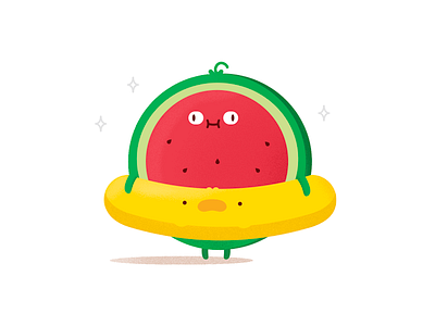 Summer cartoon floatie food fruit illustration summer watermelon