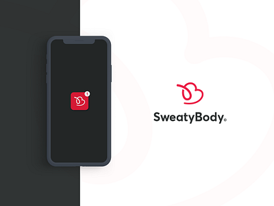 SweatyBody app brand brand identity brand identity design branding creative logo design flat icon illustrator logo logo design minimal mockup phone vector visual design visual identity
