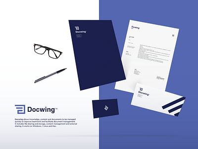Docwing brand brand identity brand identity design branding buisness card creative logo design envelope flat icon illustrator logo logo design minimal mockup vector