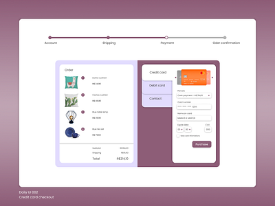 Daily UI 002 - Credit card checkout dailychallenge webdesign