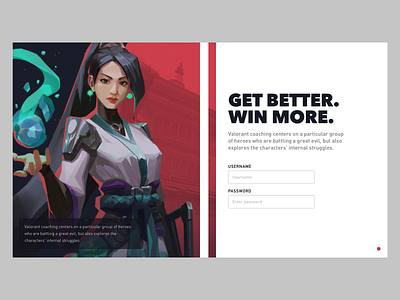 Valorant Login design red ui ux web webdesign white