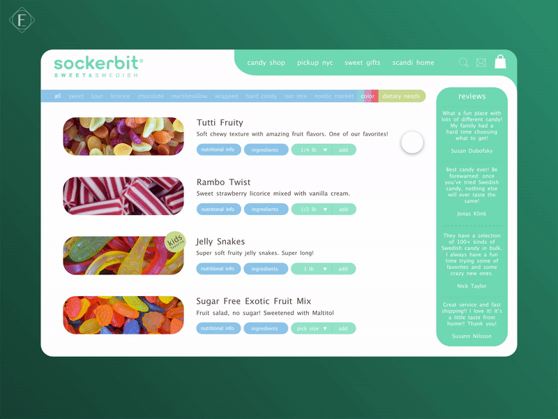 Sockerbit Candy Product Page Website UI Redesign branding candy design minimal sockerbit ui user experience user interface userinterface ux web website