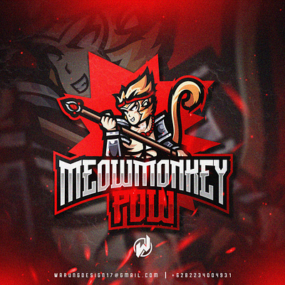 MEOW MONKEY POW animation design esport logo gamer gaming icon illustration logo logo esport vector