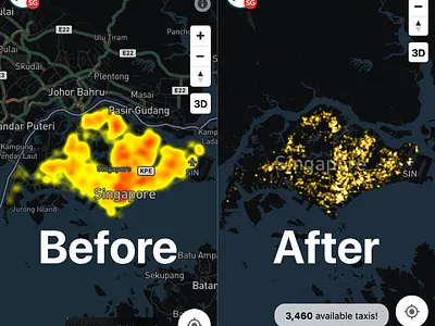 Before and after comparison of heatmap heatmap singapore taxi