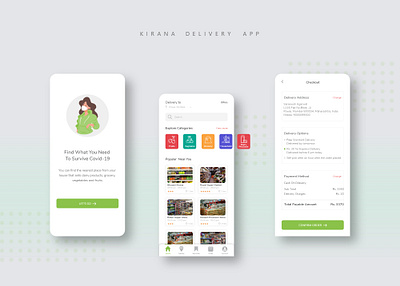 COVID-19 KIRANA DELIVERY APP adobexd app app design clean covid19 delivery app design household illustration ui ux vegitables