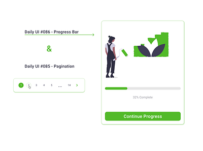 Daily UI #085, & #086 - Pagination, and Progress Bar 100daychallenge daily 100 challenge dailyui dailyuichallenge day 85 day 86 design dribbble figma illustration numbers pagination percentage progress bar ui undraw vector