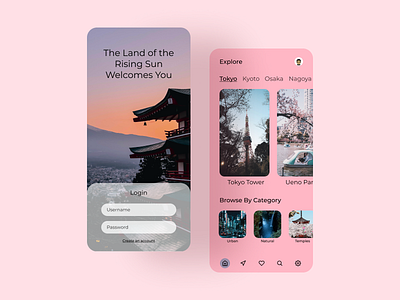 Japanese Tourism app branding design figma japan sakura typography ui uiux ux