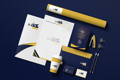 BUZZZVENTS advertising branding branding and identity branding design events logo logodesign mockups stationery