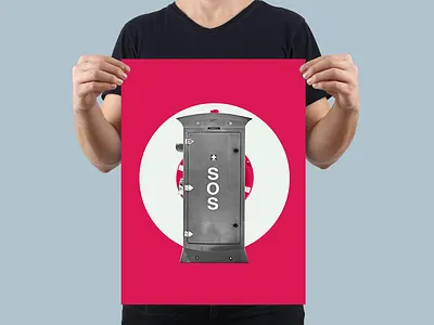 Poster SOS marina abstraction branding clean color design icons illustration logo typography vector