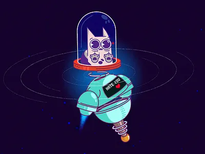 Love cats robots Nguen art cat character design flat illustration madrabbit vector