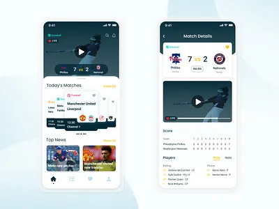 Sport Match Mobile Application app blue dark ui design ios matches mobile sport sports ui uiux uiuxdesign ux