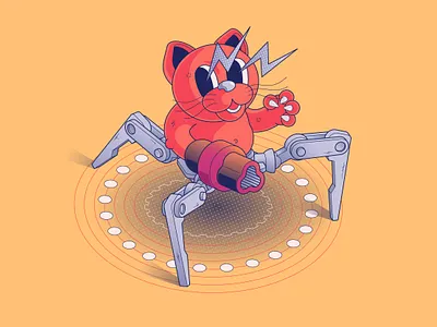 ...Robo-Cop? ....Robo-Cat! ))) 2d 2d art 2d illustration biomechanics cat character design characters cyberpunk design design art flat illustration game art game character gaming illustrator robot robots vector vector illustration vectorart