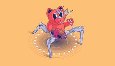 ...Robo-Cop? ....Robo-Cat! ))) 2d 2d art 2d illustration biomechanics cat character design characters cyberpunk design design art flat illustration game art game character gaming illustrator robot robots vector vector illustration vectorart