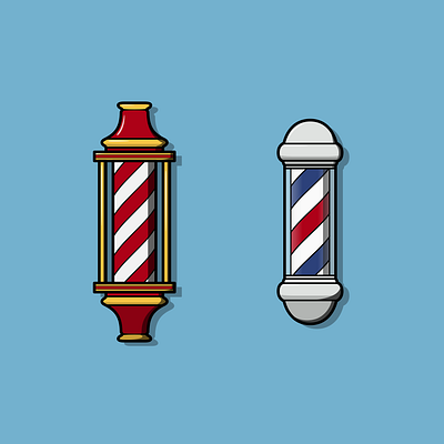 Barber Poles barber barber pole barber shop barbershop branding colorful colourful design flat hair haircut hairdresser hairstyle illustration logo minimal pole vector