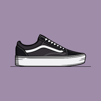 Old Skool Vans branding converse design flat illustration logo minimal nike off the wall old school old skool shoe shoes sneakers streetwear trainers vans vector