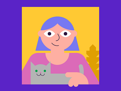 Window cat design girl illustration shapes window