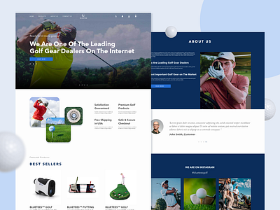 Blue Tee Home Page aboutus client concept design desktop desktop design ecommerce experiment golf homepage homepagedesign interaction interface landingpage products sport tee ui ux website