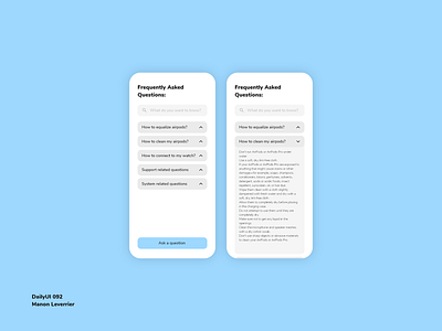 DailyUI 092 FAQ 092 application daily 100 challenge daily ui daily ui 092 dailyui dailyui 092 design faq faqs mobile ui