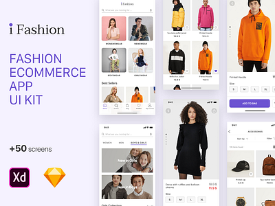 i Fashion - Ecommerce UI Kit adobe xd clothes ecommerce ecommerce app fashion for sale outfit shopping ux