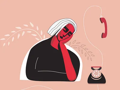 phone call art artist charachter character characterdesign colour georgia girl girlilustration illustration phonecall red sadness sammertime waiting