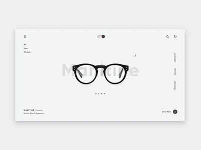 Eye wear website design concept ecommerce flat homepage landing minimal ui web